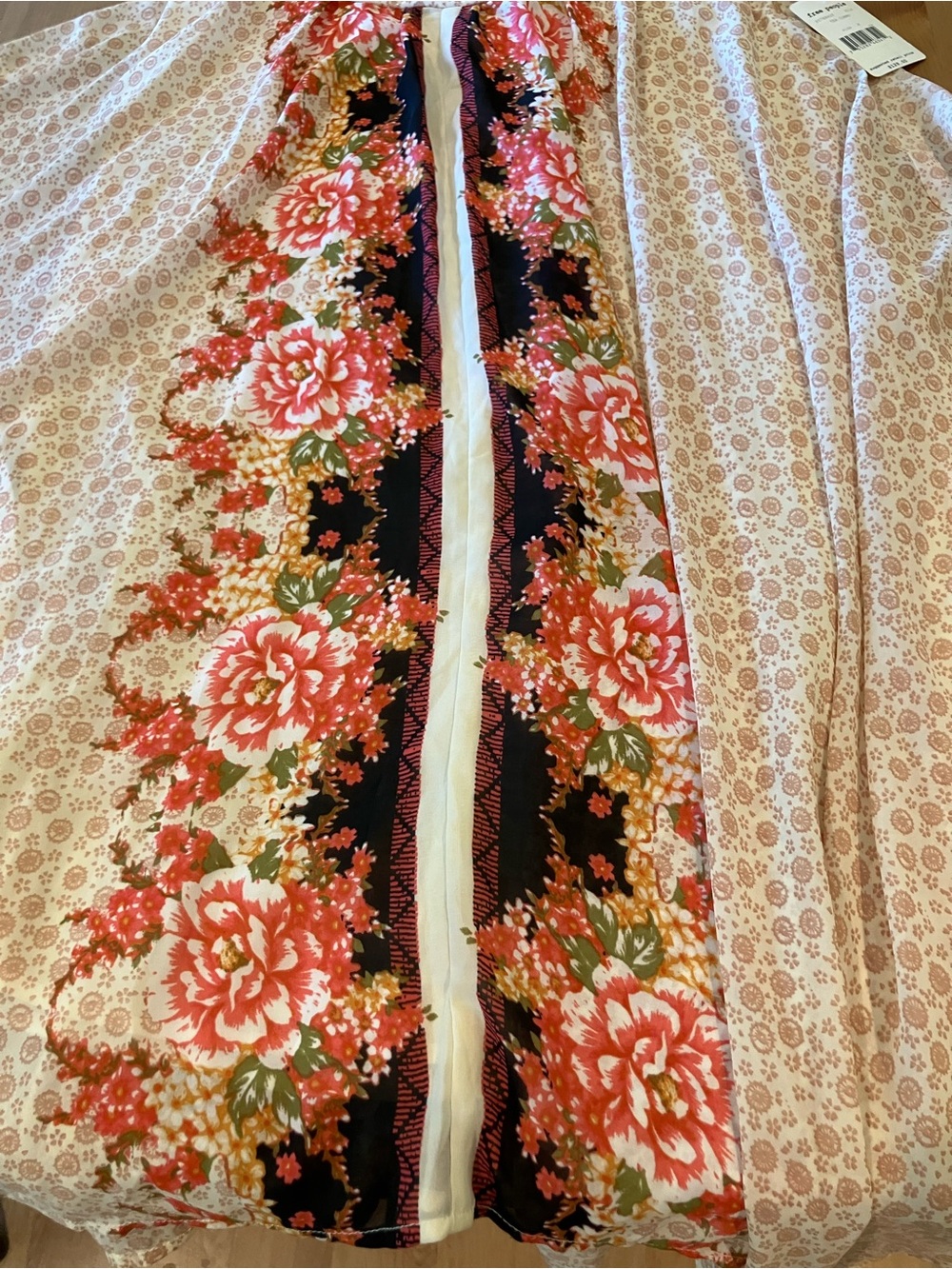 NWT Free People High-Low Elastic Waist Lined Medium Maxi Skirt Tea Combo - Picture 8 of 10